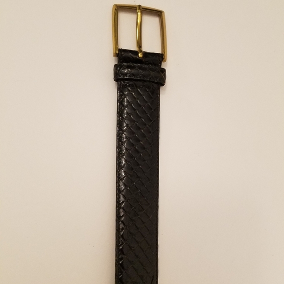 Trafalgar Men's Leather Snakeskin Belt Black  Size 36 Gold Tone Square Buckle - Picture 12 of 15